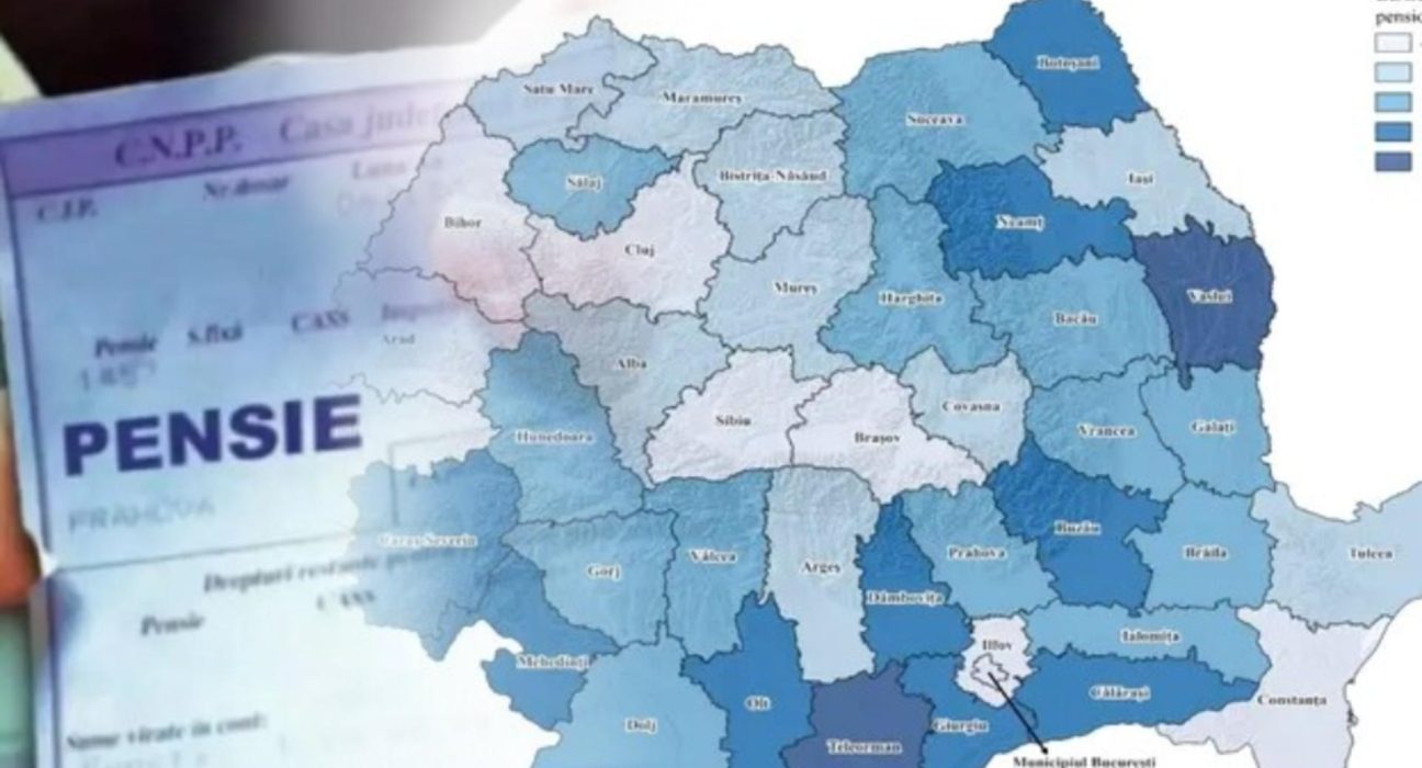 Harta pensiilor in Romania Disparitati intre judete