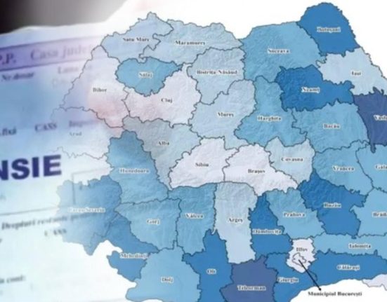 Harta pensiilor in Romania Disparitati intre judete