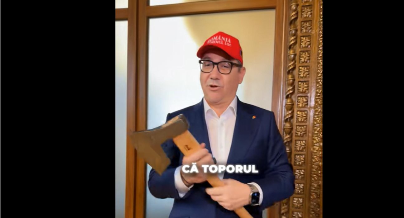 Victor Ponta suveranistul vopsit atinge penibilul cu spray de gandaci si topor in Parlament