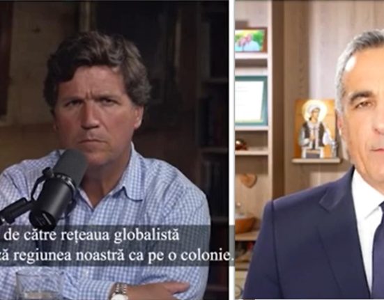 Calin Georgescu interviu eveniment cu Tucker Carlson Sistemul din Romania este 100 controlat de interferente externe Inainte de alegerile din SUA era controlat de Blinken Dupa alegeri este controlat de Franta